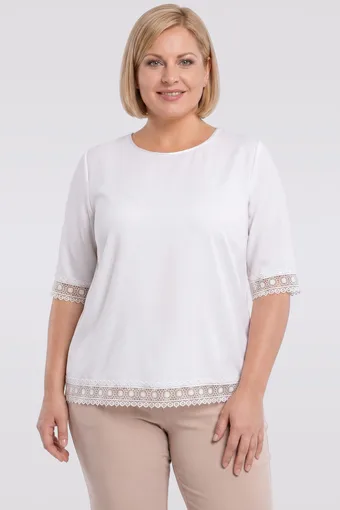 Zila blūze ar lapu rakstu