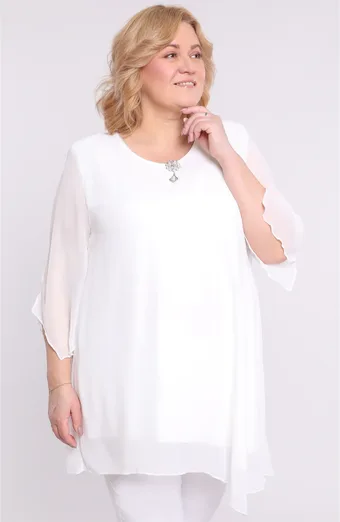 Violeta šifona tunika ar piespraudi