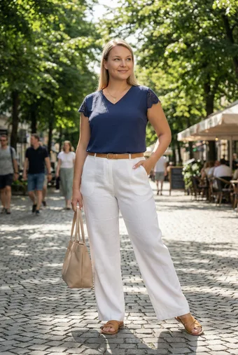 Tumši zila blūze ar mežģīnēm